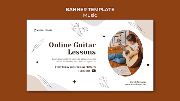 PSD gratuit modèle de bannière de cours de guitare