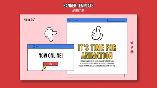 PSD gratuit modèle de bannière de cours en ligne d'animation