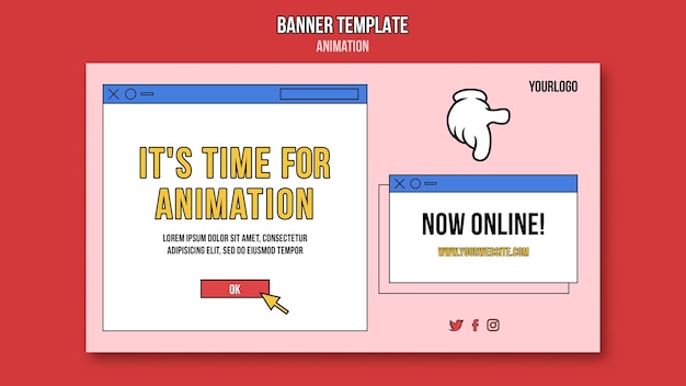 PSD gratuit modèle de bannière de cours en ligne d'animation