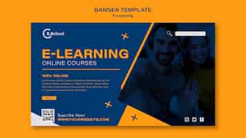 PSD gratuit modèle de bannière de cours en ligne d'apprentissage en ligne