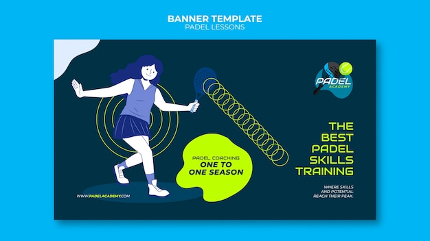 PSD gratuit modèle de bannière de cours de paddle-tennis design plat