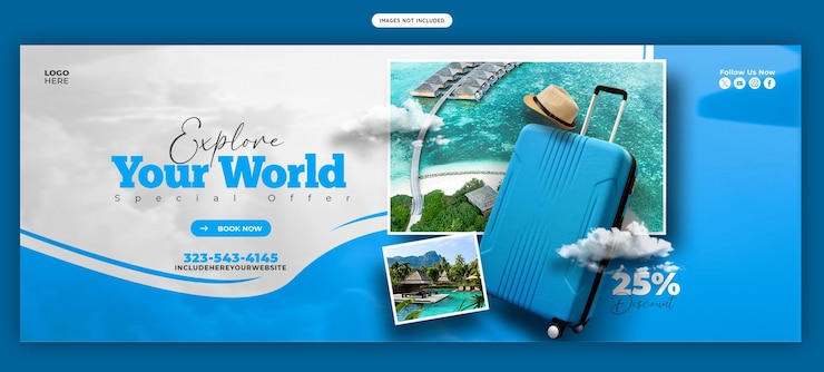 PSD gratuit modèle de bannière de couverture facebook pour les voyages et le tourisme