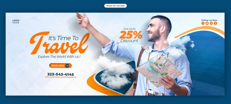 PSD gratuit modèle de bannière de couverture facebook pour les voyages et le tourisme