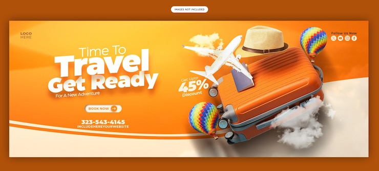 PSD gratuit modèle de bannière de couverture facebook pour les voyages et le tourisme
