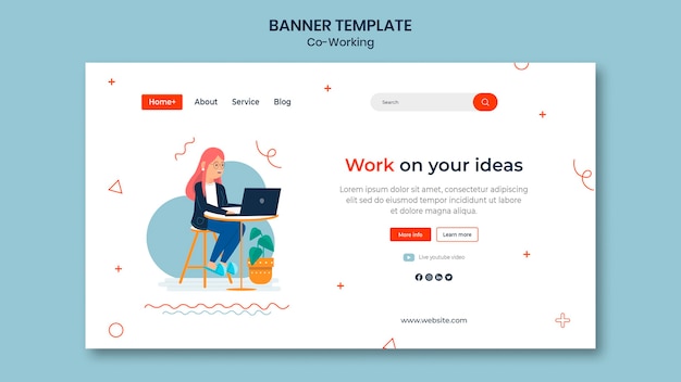 Modèle De Bannière De Coworking Créatif
