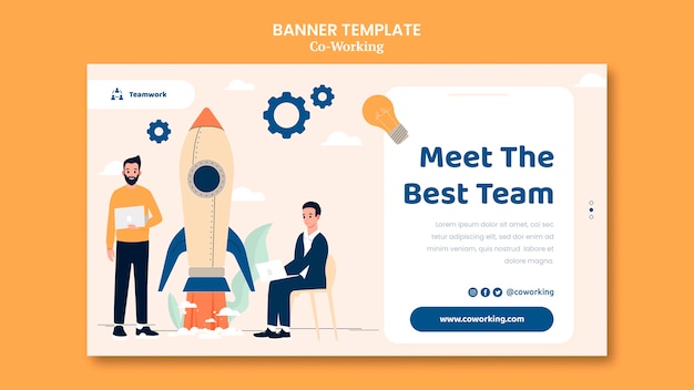 Modèle De Bannière De Coworking Créatif
