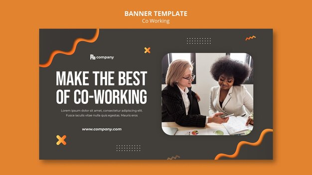 Modèle de bannière de coworking créatif