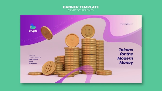 PSD gratuit modèle de bannière de crypto-monnaie