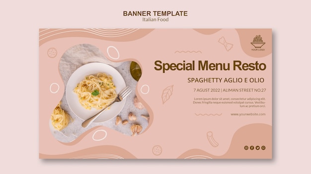 PSD gratuit modèle de bannière de cuisine italienne