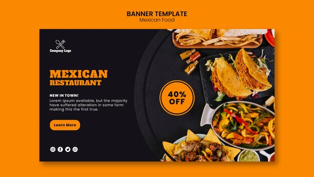 Modèle de bannière de cuisine mexicaine