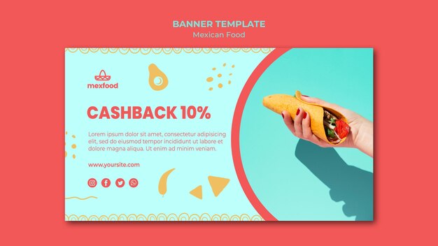 Modèle de bannière de cuisine mexicaine