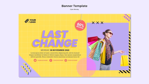 PSD gratuit modèle de bannière cyber monday avec photo