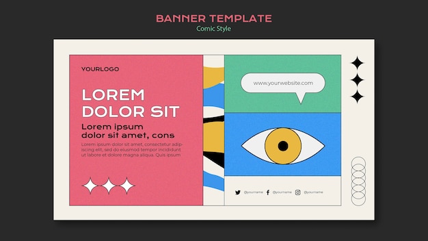 PSD gratuit modèle de bannière dans un style bande dessinée