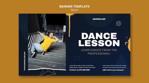 PSD gratuit modèle de bannière de danse design plat