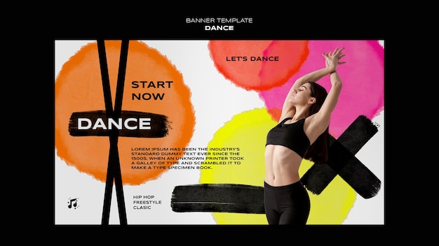 PSD gratuit modèle de bannière de danse design plat