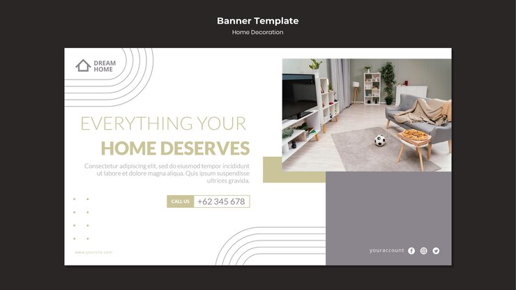 PSD gratuit modèle de bannière de décoration à la maison avec photo
