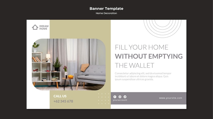 PSD gratuit modèle de bannière de décoration à la maison avec photo
