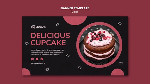 PSD gratuit modèle de bannière délicieux cupcake