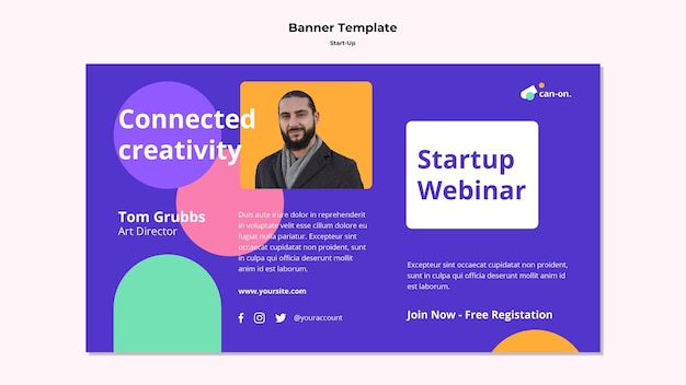 PSD gratuit modèle de bannière de démarrage avec photo