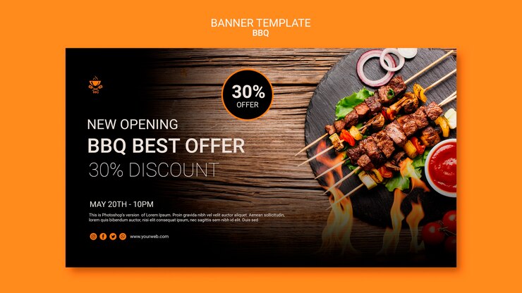 PSD gratuit modèle de bannière avec design bbq