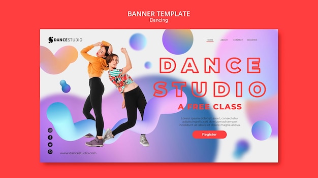 PSD gratuit modèle de bannière avec design de danse