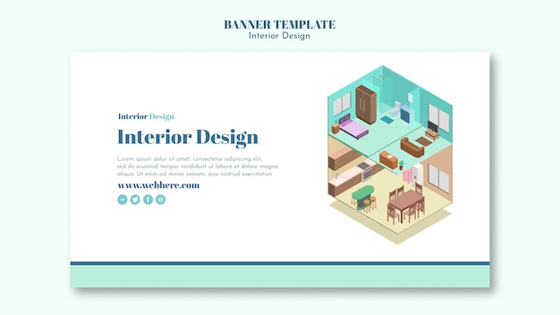 Modèle de bannière de design d'intérieur