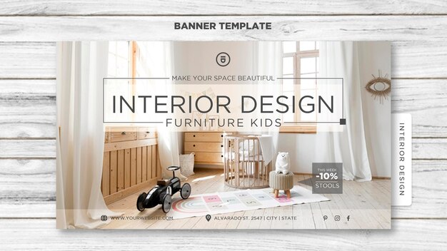 Modèle de bannière de design d'intérieur