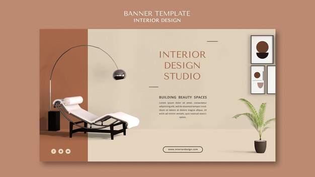 Modèle de bannière de design d'intérieur