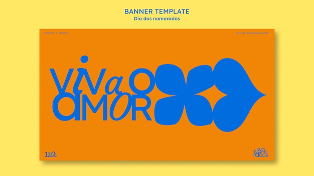 Modèle de bannière design plat dia dos namorados
