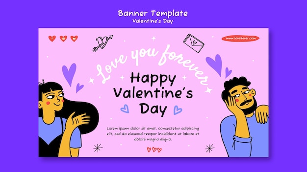 Modèle De Bannière Design Plat Pour La Saint-valentin