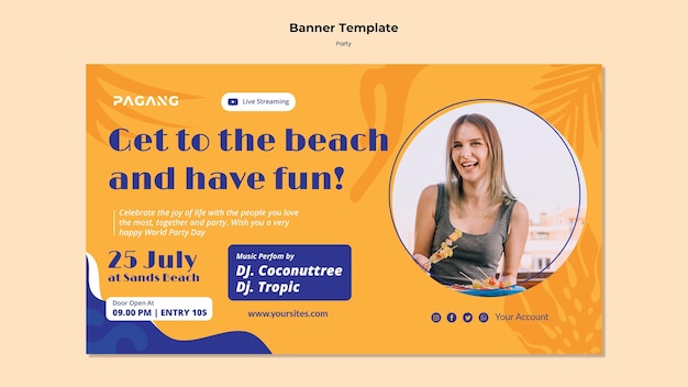PSD gratuit modèle de bannière de diffusion en direct de fête