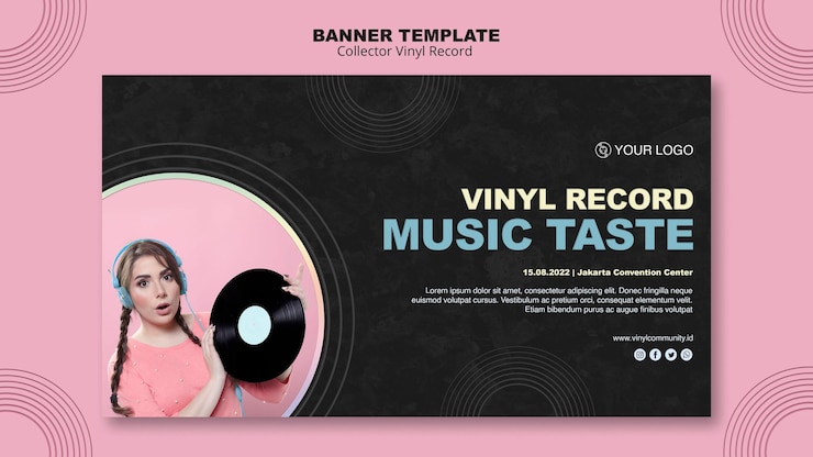 PSD gratuit modèle de bannière de disque vinyle