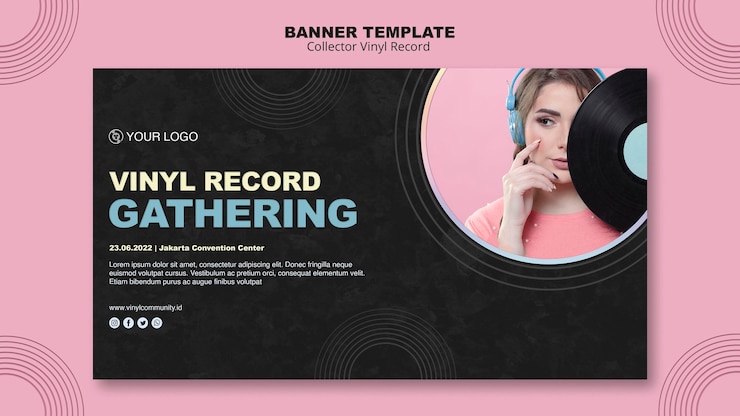 PSD gratuit modèle de bannière de disque vinyle