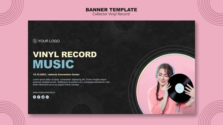 PSD gratuit modèle de bannière de disque vinyle