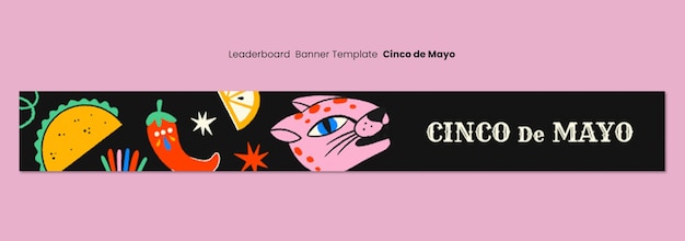 PSD gratuit le modèle de bannière du classement flat cinco de mayo