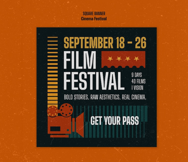 PSD gratuit le modèle de bannière du festival du cinéma