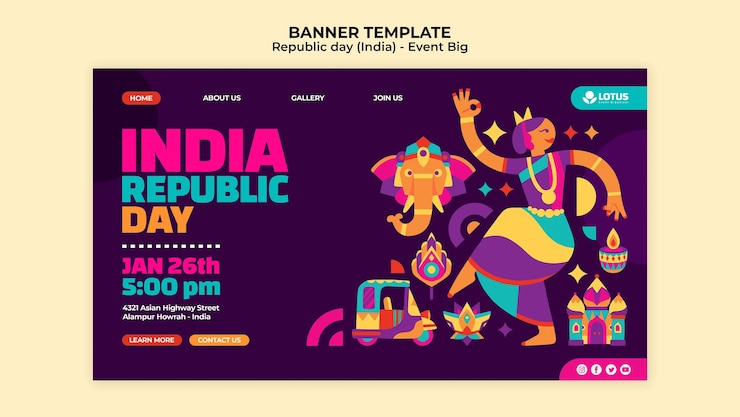 PSD gratuit modèle de bannière du jour de la république de l'inde
