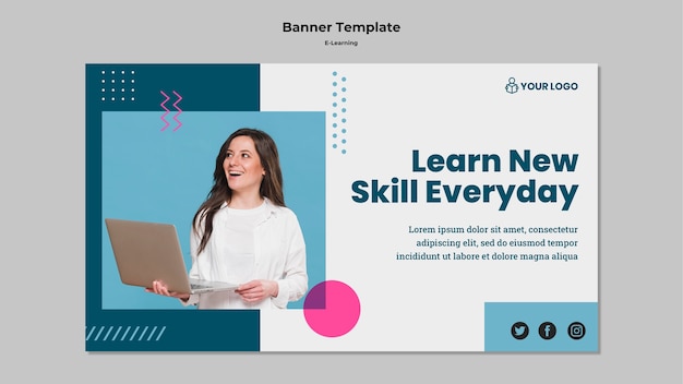 PSD gratuit modèle de bannière avec e-learning