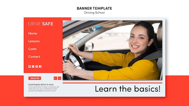 Modèle de bannière d'école de conduite