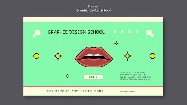 PSD gratuit modèle de bannière d & # 39; école de design graphique