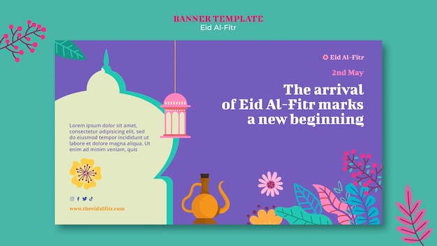 Modèle De Bannière Eid Al Fitr Design Plat