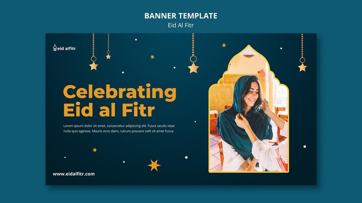 PSD gratuit modèle de bannière eid al-fitr avec photo
