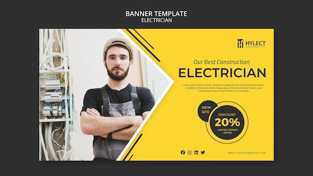 PSD gratuit modèle de bannière d'électricien