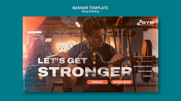 PSD gratuit modèle de bannière d'entraînement de musculation