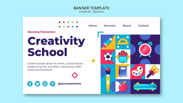 PSD gratuit modèle de bannière d'entreprise de créativité géométrique