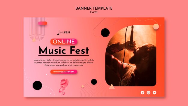 Modèle de bannière d'événement musical