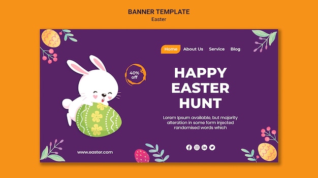 PSD gratuit modèle de bannière d'événement de pâques illustré