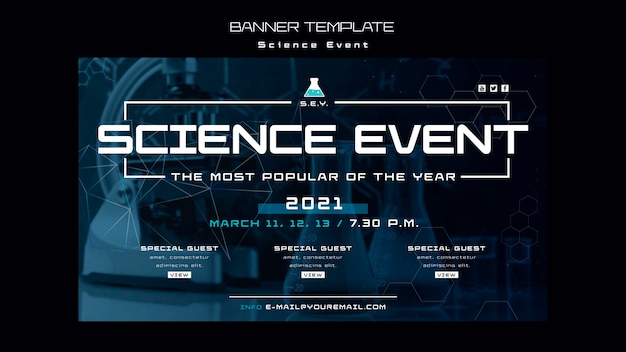 PSD gratuit modèle de bannière d'événement scientifique