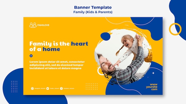 PSD gratuit modèle de bannière familiale avec photo