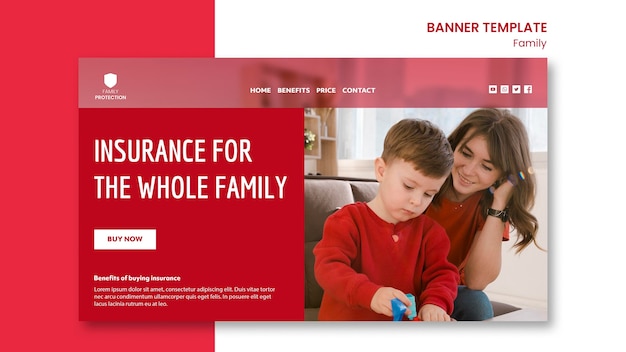 PSD gratuit modèle de bannière en famille